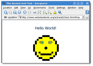 Konqueror passes the Acid2 css test