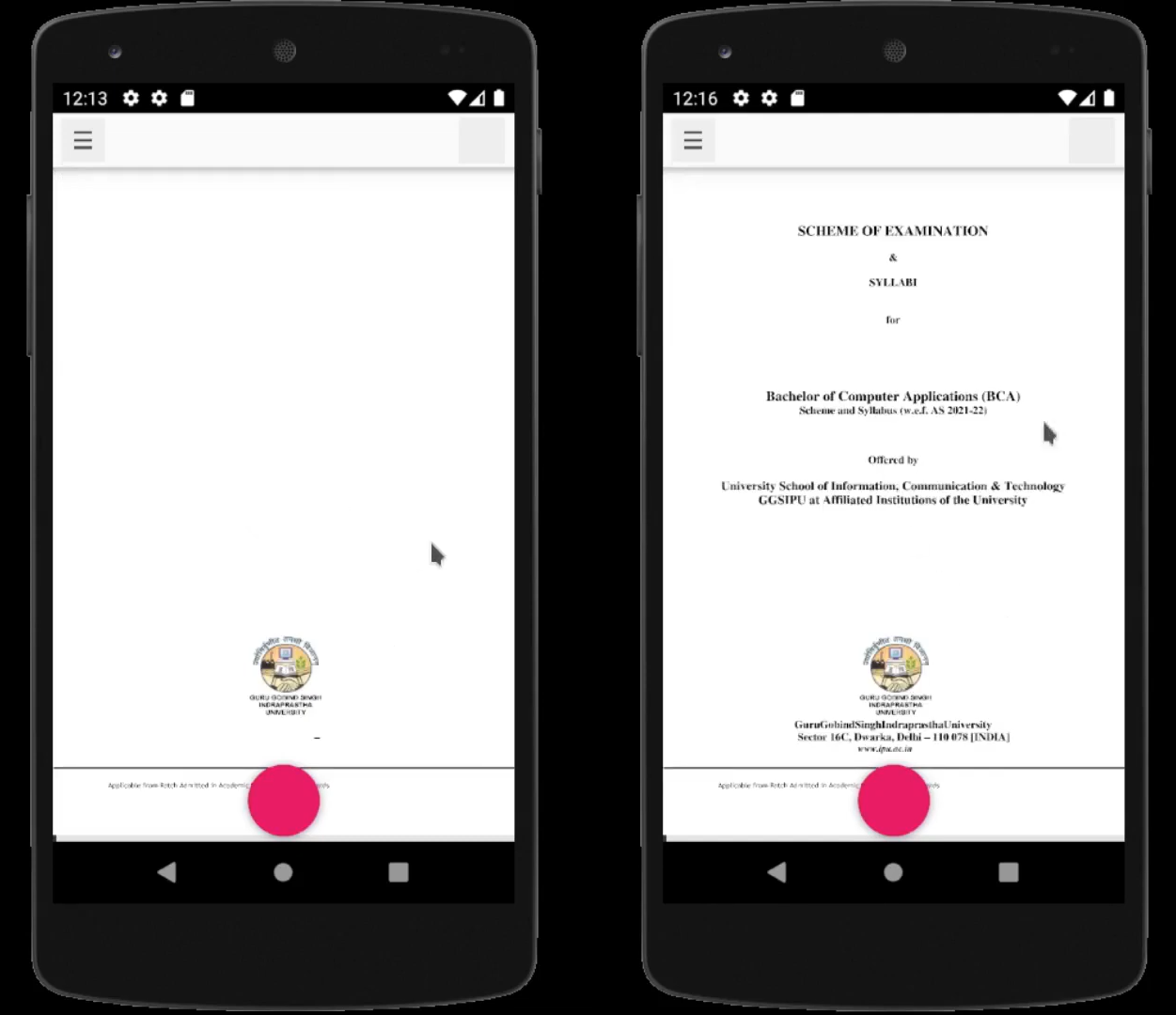 Screenshot of Okular application on Android before and after GSoC&quot;