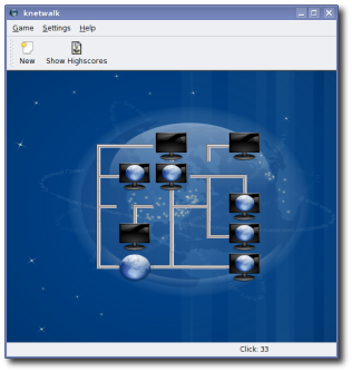 KNetwalk, one
of the overhauled games with new fancy vector graphics