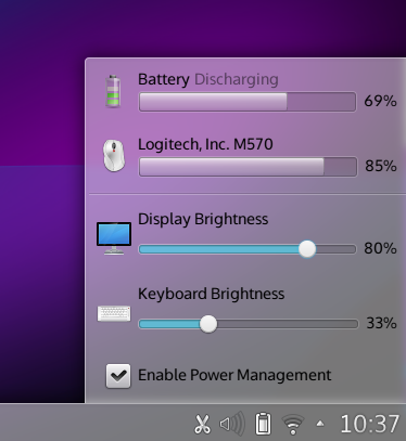 The redesigned battery applet in action