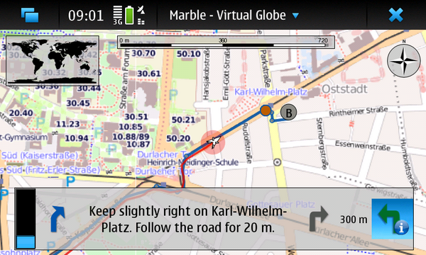 The mobile version of Marble is a capable personal navigation tool