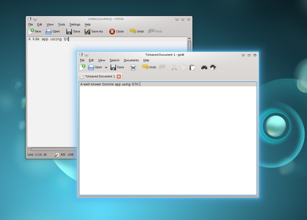 The Oxygen-GTK theme allows KDE and GTK applications to be mixed seamlessly
