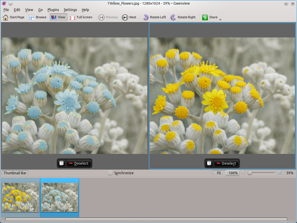 Comparing images in Gwenview 4.7