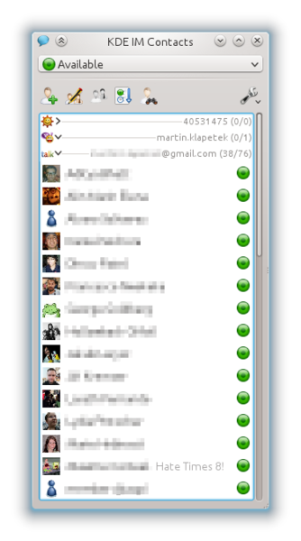 KDE Telepathy's contact list