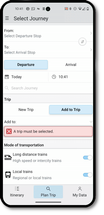 Itinerary gives you precise directions on where to go to catch your train.