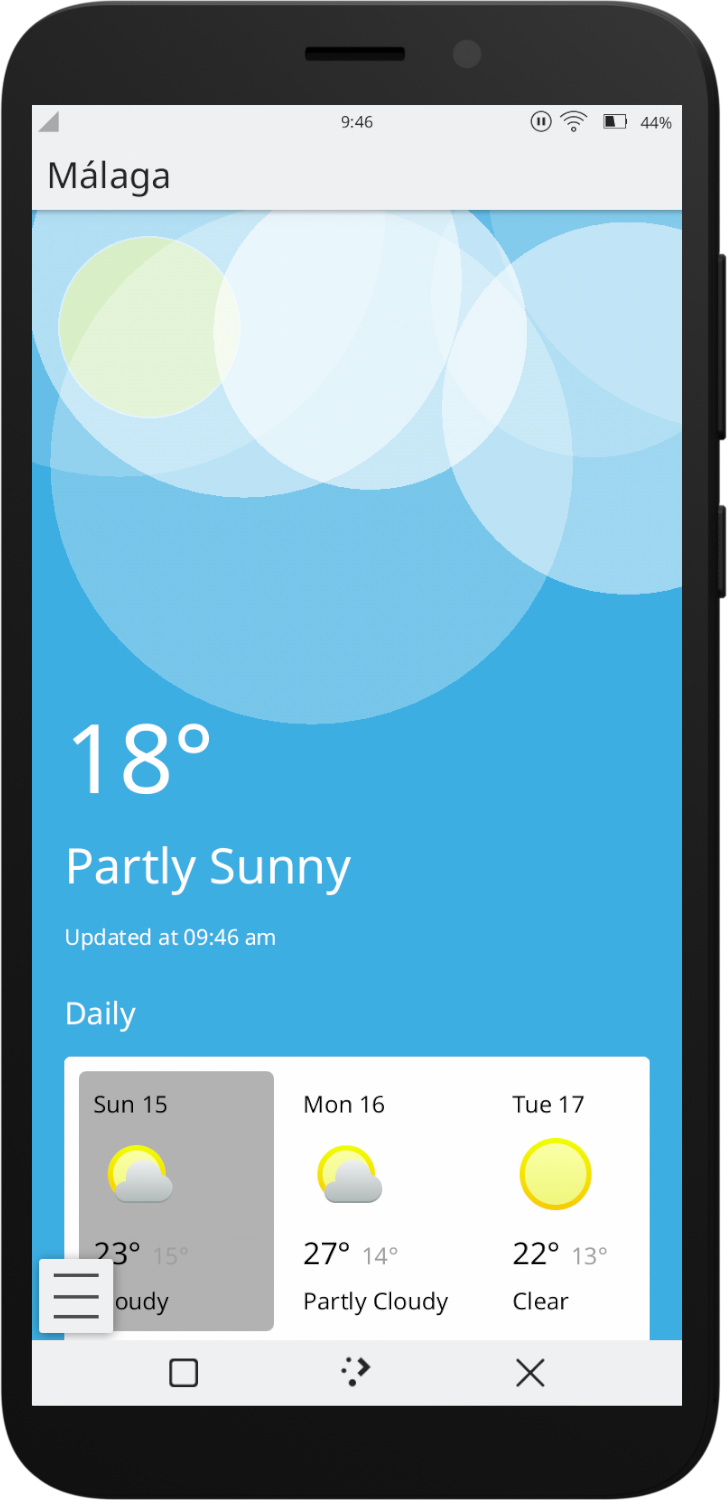 KWeather, Plasma mobile weather application