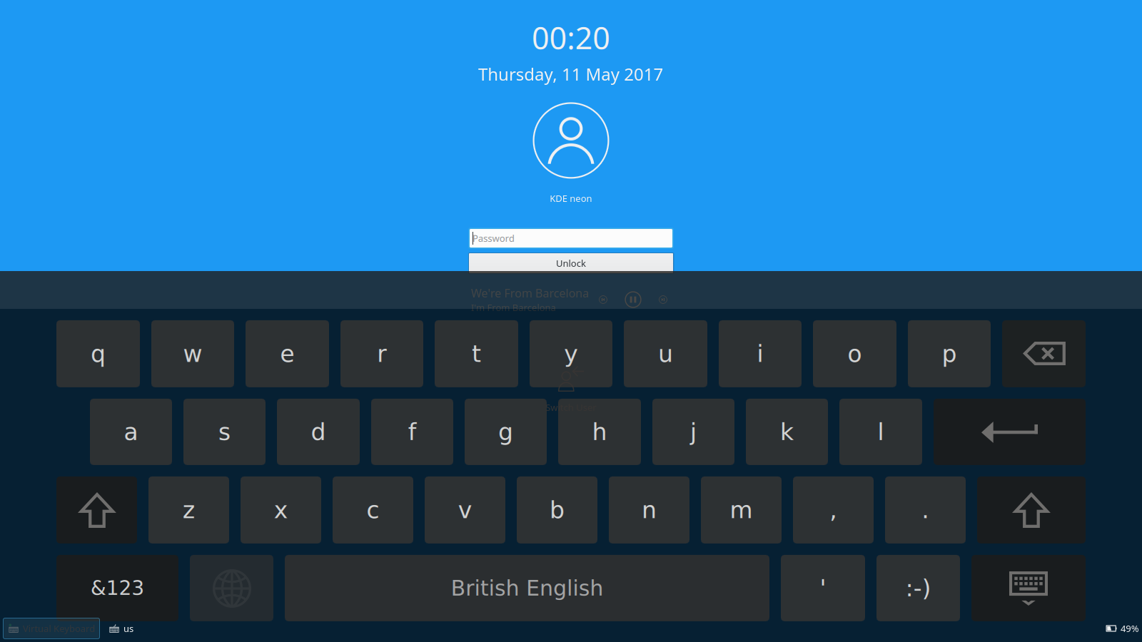 Teclado virtual no Ecrã de Autenticação e Bloqueio 