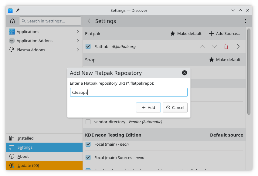 Configure new Flatpak repos easily
