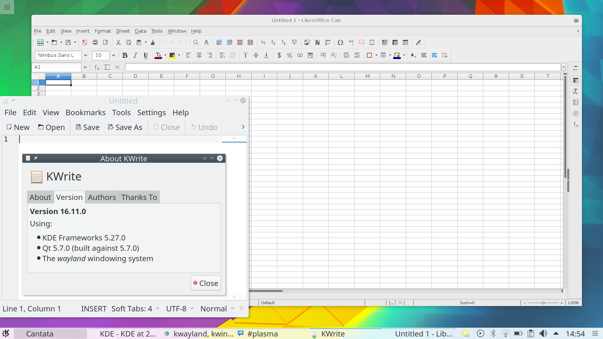 Plasma sous « Wayland » avec la prise en charge « GTK+ ».