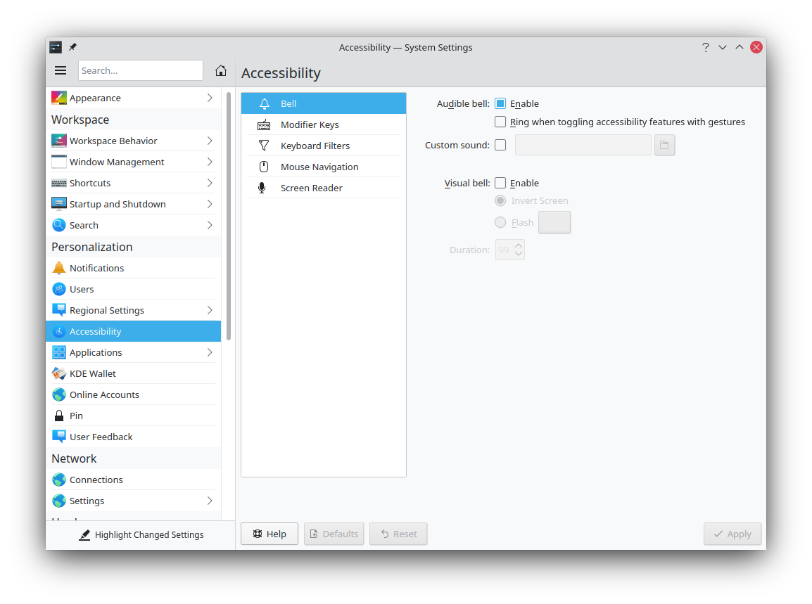 وحدة اضبط KCM جديدة لإمكانية الوصول