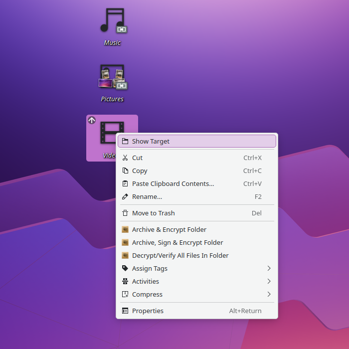 خيار _إظهار الهدف_ يظهر لك ما يشير إليه الرابط الرمزي.