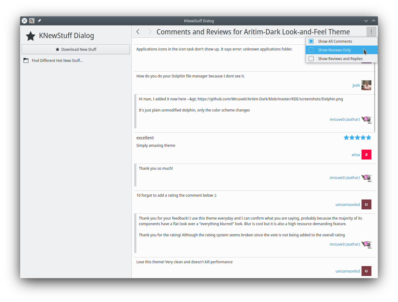 مرشحات على التعليقات