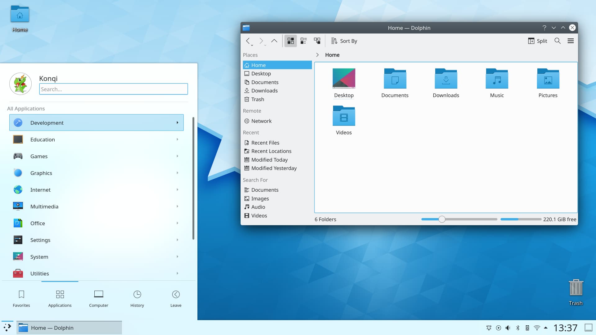 Screenshot of KDE Neon.