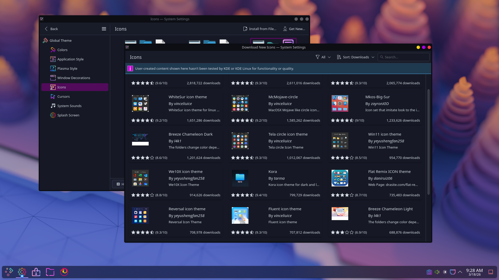 Screenshot of Plasma with Latte Dock