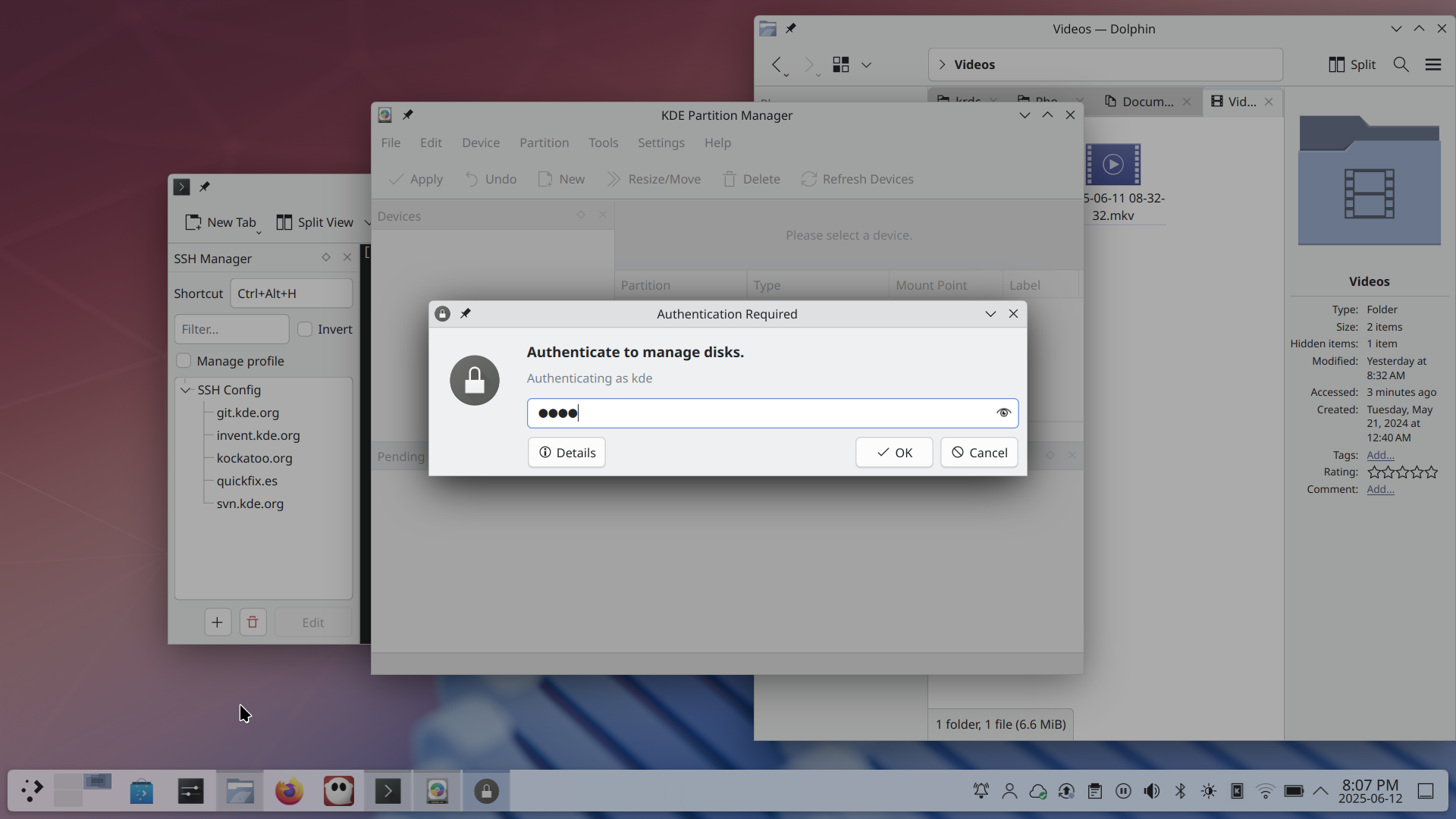 Plasma darkens the rest of the desktop when an authentication dialog pops up