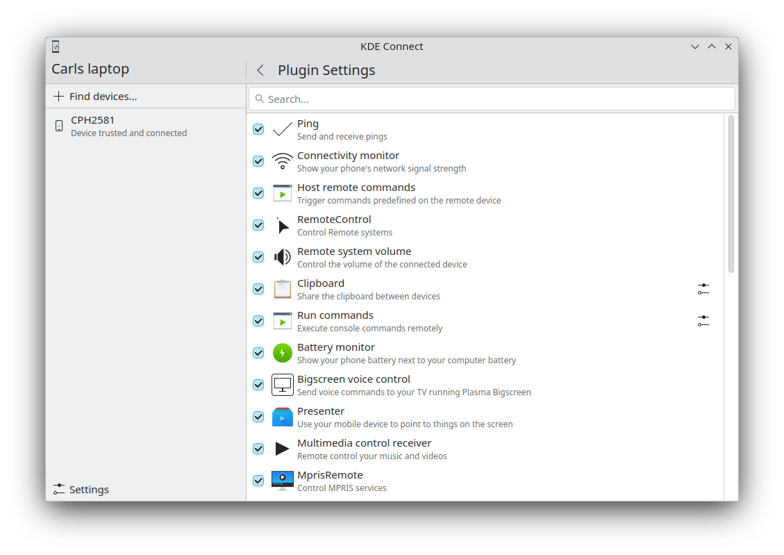 KDE Connect prezentas aparatojn en multe pli orda modo nun.