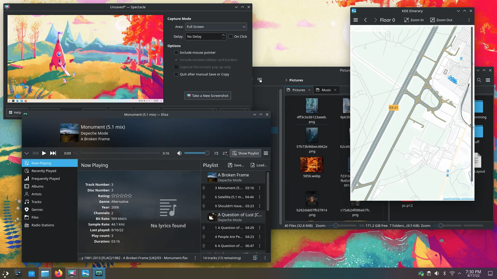 Screenshots of many applications