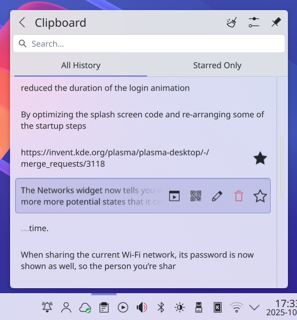 You can now star clipboard items so they are always available for pasting.