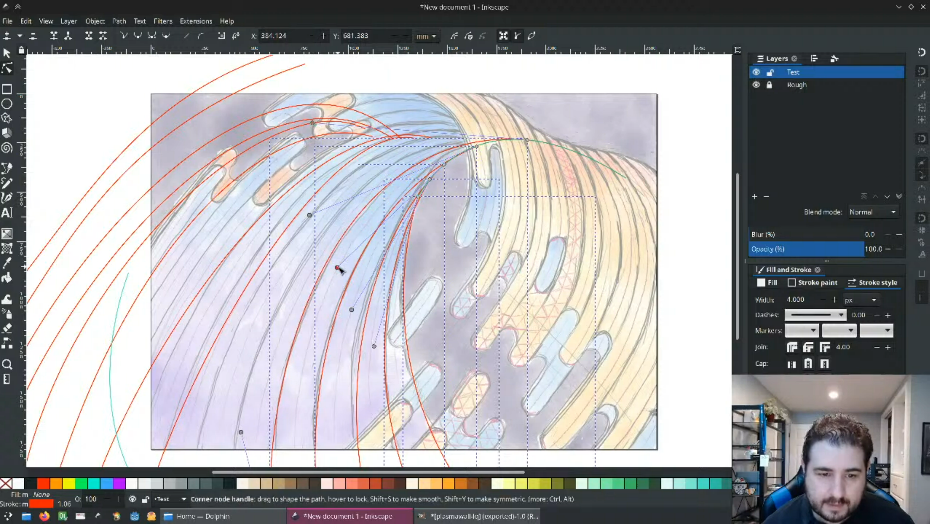 Ken Vermett designing the Honeywave wallpaper live on YouTube