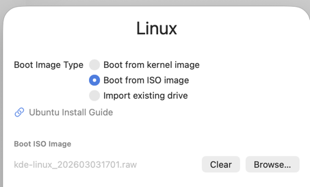 UTM boot device settings