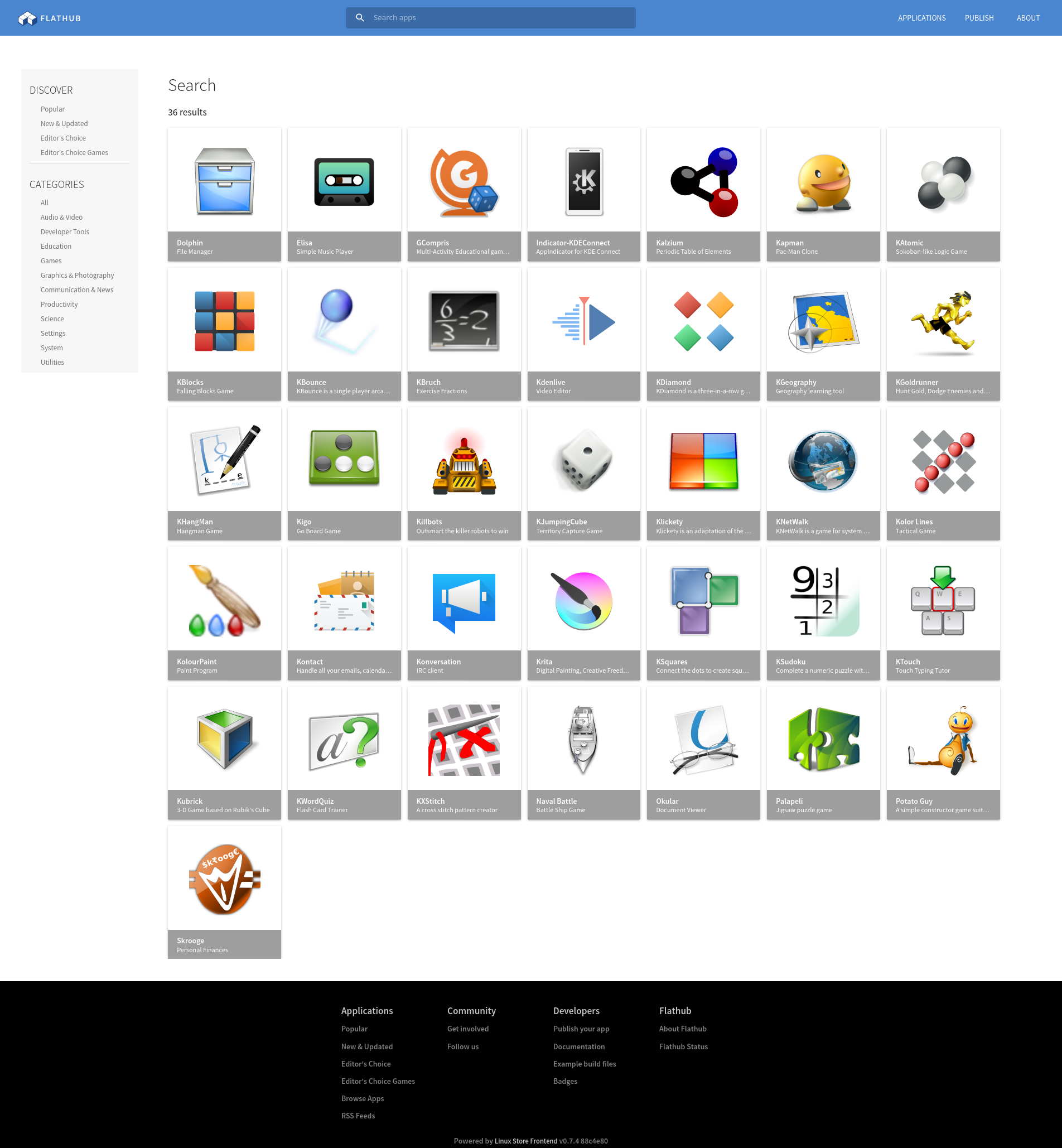 KDE в магазине приложений Flathub